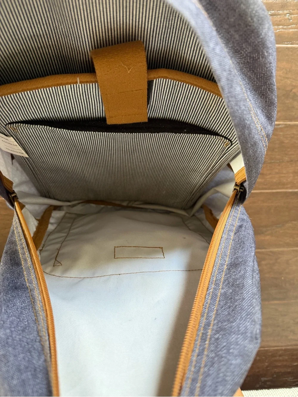 LLBean Classic Denim-look  Backpack with Camel Colored Accents